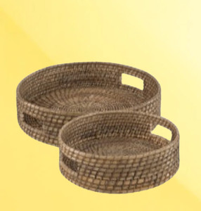 Bandeja Redonda LOMBOK Hecha a Mano, Juego de 2, Color Gris Natural, Elegante y Duradera para Muebles del Hogar CV. Craftindo Origen Indonesia - Product Image 2