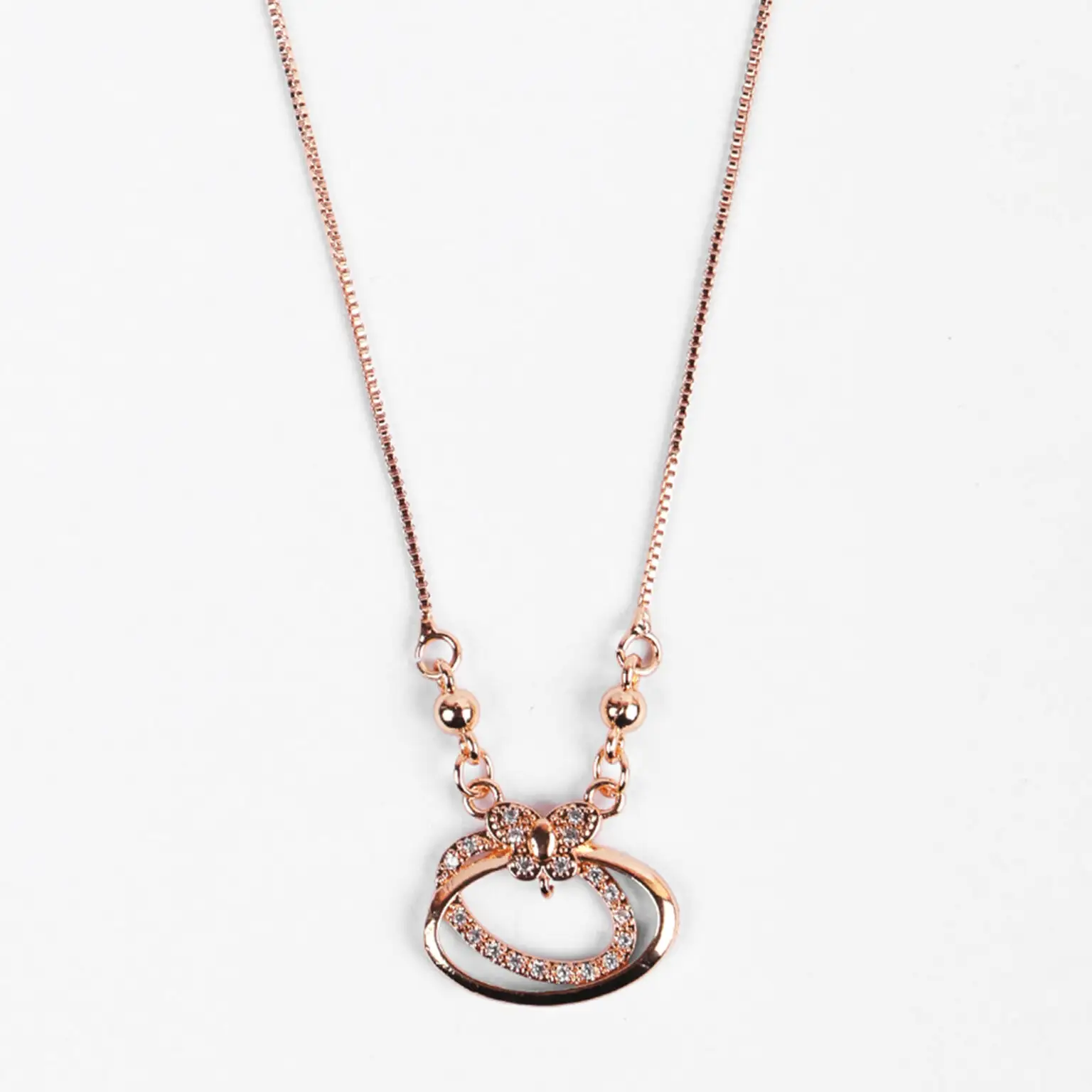 Indian Manufacturer Stainless Steel Charm Korean design Oval Pendant Rose Gold Plated Fashion Jewelry Neckless For women's Gift