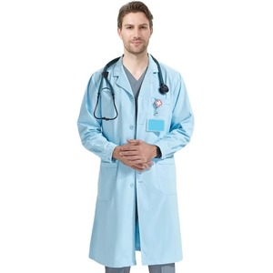 เสื้อกาวน์แพทย์โรงพยาบาล คุณภาพพรีเมียม แขนยาว ผ้าถัก แบบยูนิเซ็กซ์ สำหรับตรวจหาเชื้อโรค - Product Image 1