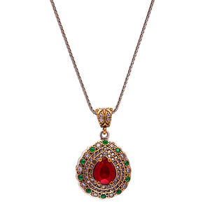 <b>Ruby</b> CZ Stone Authentic Wholesale <b>Necklace</b> Pendant Turkish Handmade 925 Sterling Silver Jewellery - Product Image 1