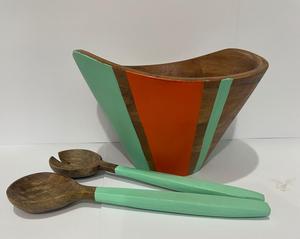 Handmade Cone Wooden <b>Salad</b> Serving <b>Bowl</b> with Matching <b>Server</b> Spoons for Party Snacks <b>and</b> Fruits Spruce Exports - Product Image 3