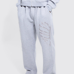 OEM Customize Men Two Piece Sets Custom Distress Embroidered Designs Zip Tracksuits Acid <b>Washed</b> Heavyweight Winter Outwear - Product Image 2