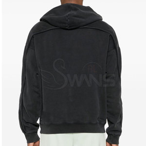 เสื้อฮู้ดดี้แห้งเร็ว ระบายอากาศดี ซักกรด สีพื้น ซับในอย่างดี ผ้าฝ้าย 100% รับทำโลโก้ คุณภาพสูง MOQ ต่ำ - Product Image 4