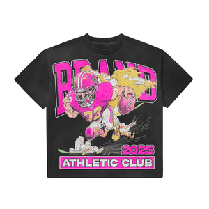 Vente en gros T-shirts streetwear T-shirt graphique surdimensionné en coton lourd avec logo personnalisé pour hommes et femmes Fournisseur OEM Usine - Product Image 5