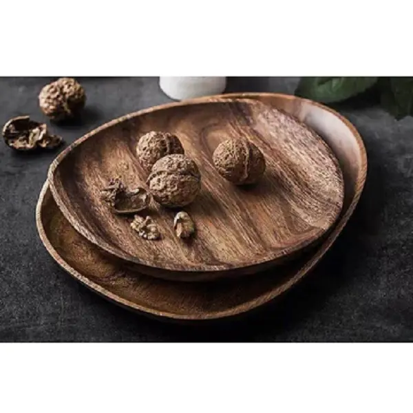 Attractive Design Platter mango Shape Mango Wood Serving Tray Platter For Coffee Tea Fruit Food Dessert Wooden Tray Handmade