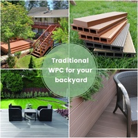 Planche de terrasse creuse en WPC moderne pour extérieur, antidérapante, écologique, imperméable, finition brossée, composite bois-plastique, de bonne qualité