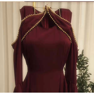 Vestido Maxi Moderno y Elegante, Transpirable, para Adultos, Silueta en A, Escote Cruzado, Diseño Asimétrico, Estilo Árabe - Product Image 4