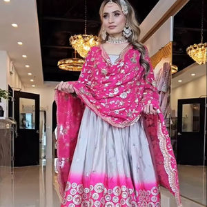 Hot Selling New Fashionable Designer Anarkali Dress for Women Full Sleeve <b>Beautiful</b> Georgette Indian Pakistani Party Cotton - Product Image 1