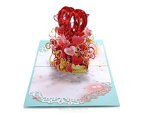 Nuevas tarjetas de felicitación de amor para el Día de San Valentín con el corazón rojo Tarjetas de felicitación emergentes 3D con sobres para tu amor