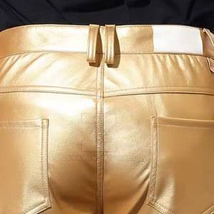 กางเกงหนังลำลองสำหรับผู้ชายฟอกสีเข้มดีไซน์ปรับแต่งได้ - Product Image 6