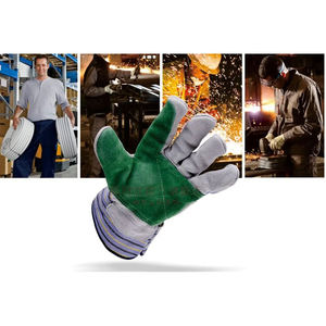 Guantes de trabajo de cuero dividido de vaca, dedo completo, transpirable, con cordones, cierre, clima frío, seguridad, Autosport, hombres, mujeres, uso al aire libre - Product Image 6