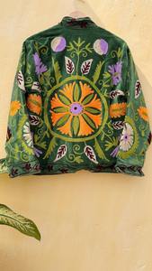 <b>Velvet</b> Embroidered Suzani Bomber Jacket: Handmade Floral Streetwear - Product Image 5
