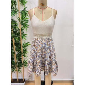 Top de tirantes con cuello en V para mujer, con encaje en la parte inferior, minivestido Supreme, 36906 - Blanco - Product Image 6