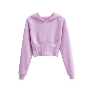 Sudaderas Cortas de Forro Polar para Mujer, Estilo Urbano, Color Sólido, Secado Rápido, Transpirables, Impresión Personalizada, Precio de Fábrica - Product Image 3