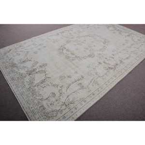 Tapis turc vintage 6,7x10,6 pi (203x323 cm), tapis oriental blanc et marron - Product Image 2