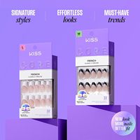 Faux ongles à presser avec colle incluse Your Moment Rose, forme courte squoval, 32 ongles, kit de manucure, vente en gros