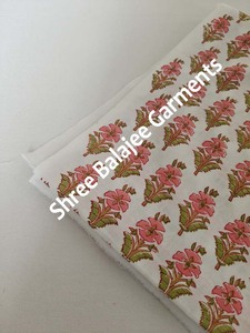 100% ผ้าคอตตอนแท้สีชมพูอ่อนสีเขียวเข้มพิมพ์ลายดอกไม้ผ้าอินเดียดีไซน์สวยอุปกรณ์เสริมที่คลุมผ้าม่าน - Product Image 5
