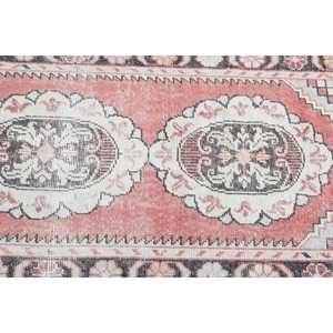 Vintage Rug, Small 2.9x4.8 ft Turkish Rug, <b>Red</b> White Striped <b>Wool</b> Rug - Product Image 5