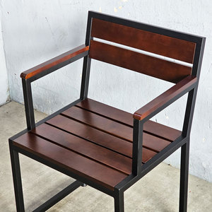 Modern <b>Dining</b> <b>Chair</b> with Rubber Wood Armrests & Iron Frame for Home <b>Dining</b> (GCF123) - Product Image 3