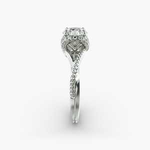 Bague de fiançailles vintage en argent 925 de conception antique, plaquée or rose 18 carats, diamant rond au centre, bijoux de mariée raffinés, cadeau - Product Image 1