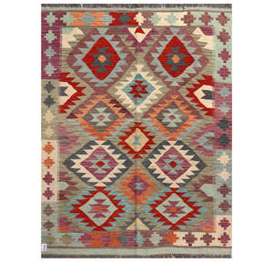 Alfombra Kilim de Maimana, Afganistán, 197 x 151 cm, Alfombras y Juegos de Alfombras - Product Image 1
