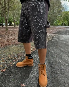 กางเกงยีนส์ของผู้ชายกางเกงขาสั้นผ้าคอตตอนออร์แกนิกออกแบบได้ตามที่ต้องการมีสไตล์ลายหิน3D - Product Image 2