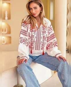 Women's Elegant <b>White</b> Best Quality Blouse Traditional Ukrainian Style Sweet Embroidered Heritage Wear with Lace Decoration - Product Image 3