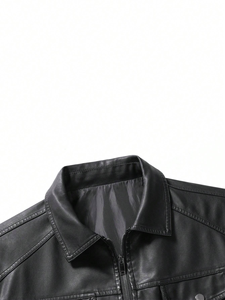 Chaqueta Casual Delgada para Hombre, Primavera-Otoño, con Cierre, Bolsillos, Resistente al Viento, Cuello Camisero, Color Liso - Product Image 3