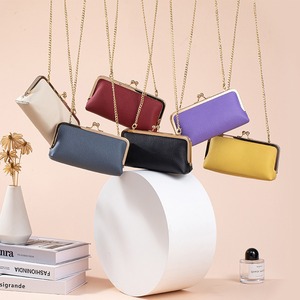 Ando Bag Genuine Cowhide Leather Kiss Lock Crossbody Bag for Women with Detachable Chain Evening <b>Clutch</b> - Product Image 1