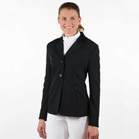 Hochwertige Atmungsaktive Damen-Reitjacke mit Kontrastierenden Paspeln an den Revers Wie Reitjacke