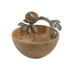 Nouveau personnalisé écologique vague ovale bateau forme acacia bois légumes fruits salade mélange bol de service avec fourchette cuillère ensemble - Product Image 4