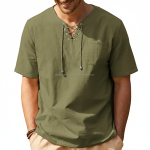 Camiseta con cordones 100% algodón, oversize, de alta calidad, transpirable, venta al por mayor, pedido a granel, OEM, etiqueta privada personalizada - Product Image 3