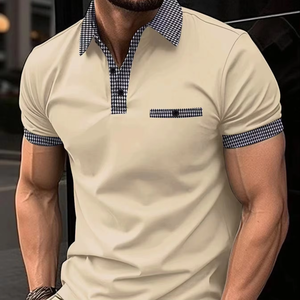 Chemise décontractée d'été pour homme à manches courtes, unie, brodée, avec poche boutonnée, en tissu Dobby, logo personnalisé, ODM, vente en gros, usine - Product Image 1