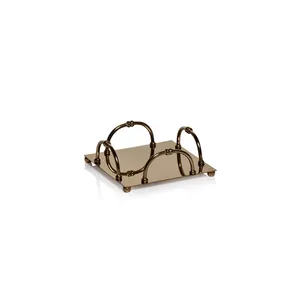 Elegant Gold <b>Metal</b> Napkin Holder with Navy Cloth Napkins Square Design for <b>Table</b> Decoration Home Use Reusable - Product Image 2