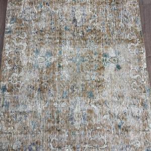 Tapis d'appoint vintage 3,6x5,5 pieds, tapis oriental brun bleu en laine - Product Image 3