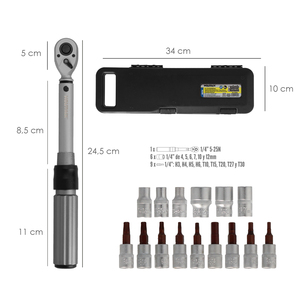 Set Chiave Dinamometrica 1/4" con 9 Punte Esagonali e 5 Bussole - Product Image 3