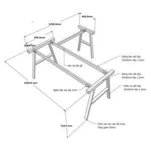 Pieds de table en acier en forme de L AConcept HCAC018 1600x1400mm, assemblage requis, pour manteaux de femmes - Product Image 3