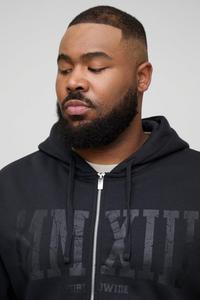 Vente en gros Plus MMXXIII Sweat à capuche zippé imprimé craquelé personnalisé 100% coton Design surdimensionné dernier prix d'usine pour hommes - Product Image 4