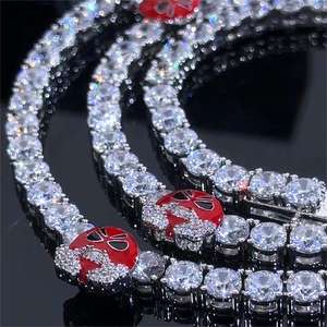 Luxury Unisex 925 Sterling Silver <b>Tennis</b> <b>Chain</b> with Moissanite Diamond Enhanced VVS Clarity Gold Plated Peace Pattern - Product Image 2