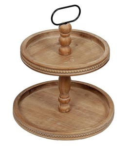Elegante Soporte de Madera de 2 Niveles para Tartas |   Diseño Moderno Ecológico en Marrón y Negro |   Utensilios de Cocina para el Hogar y Panadería - Product Image 2