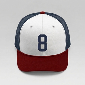Casquette Trucker Color Block en Mousse avec Numéro Brodé, Casquette à 6 Panneaux en Maille Respirante pour Usage Quotidien, Sport et Fermeture Snapback Ajustable - Product Image 1