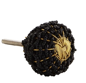 Handicraft Black Calvi <b>Beaded</b> <b>Door</b> Knobs & Pull Handle Versatile <b>for</b> Kitchen Wardrobe Dresser Bathroom Living Room Use - Product Image 1
