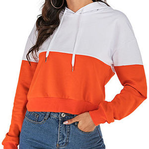 Logo personnalisé pour femmes professionnelles impression haut court sweats à capuche couleur unie nouveau Design saison d'hiver insigne à paillettes OEM ODM - Product Image 5