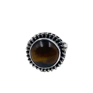 Contact Supplier Custom Round Tiger Eye Gemstone 925 Sterling Silver Ring New Handmade 925 Silver Rings Engagement Gift