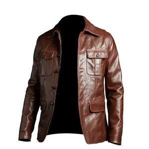 Veste coupe-vent en cuir à col montant pour hommes personnalisée style de rue avec fermeture à glissière pour l'hiver équitation moto - Product Image 1