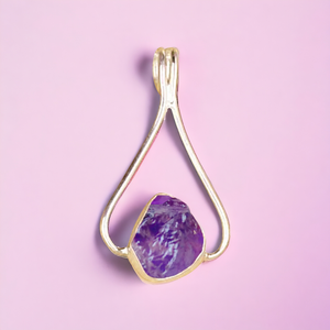 Pendentif en cristal d'agate d'améthyste naturelle bricolage fait à la main en gros Vintage Fashion Irregular Shape Bezel Setting for Necklace Charms - Product Image 1