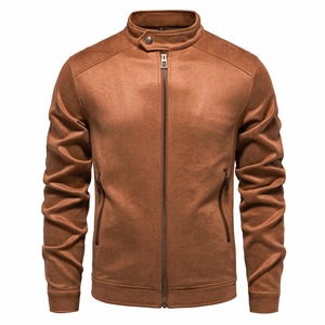 New <b>Men's</b> Stand Collar Zip Suede <b>Jacket</b> Fashion Casual Business Faux Leather <b>Trucker</b> <b>Jackets</b> Coat for <b>Men</b> - Product Image 3