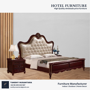 Lit en bois sculpté King ou Queen, meubles en acajou massif d'Indonésie, design personnalisable pour hôtel et villa - Product Image 6