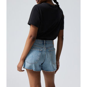 Pantalones cortos vaqueros de diseñador de alta calidad para mujer, lavado ligero, cremallera, elegante decoración de bolsillo, cintura informal, tela transpirable - Product Image 2