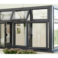 Ventana de vidrio de aluminio de doble capa, aislamiento térmico, ventanas abatibles, proveedor al por mayor